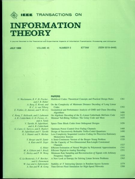Transactions of Information Theory